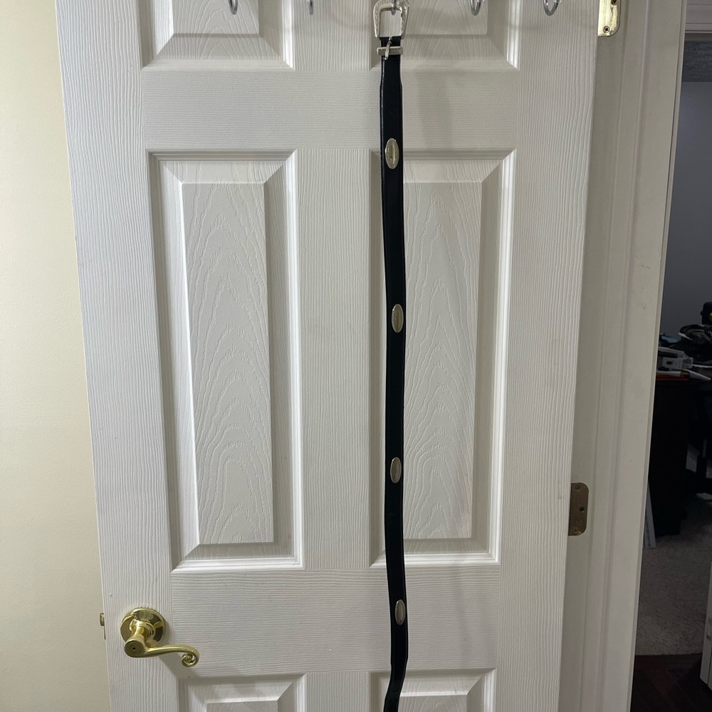 Genuine Leather Black Belt with Silver Accents